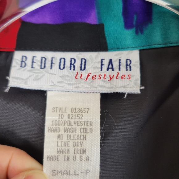 Vintage BEDFORD FAIR LIFESTYLES 90's multicolor abstract artsy geometric blazer - Picture 7 of 10